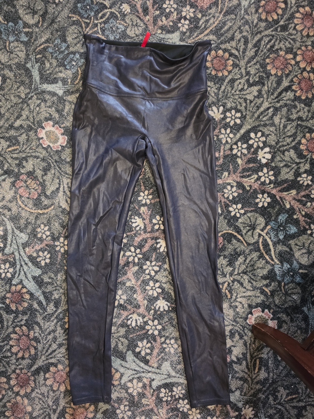 SPANX Navy Faux Leather-Look Leggings